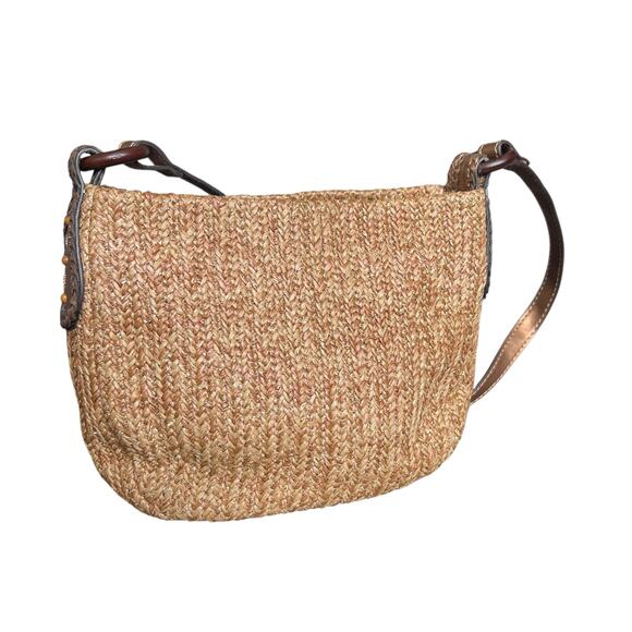 Fossil Brown Woven Metallic Bronze Leather Crossbody Bag Y2K Vintage - Picture 3 of 8